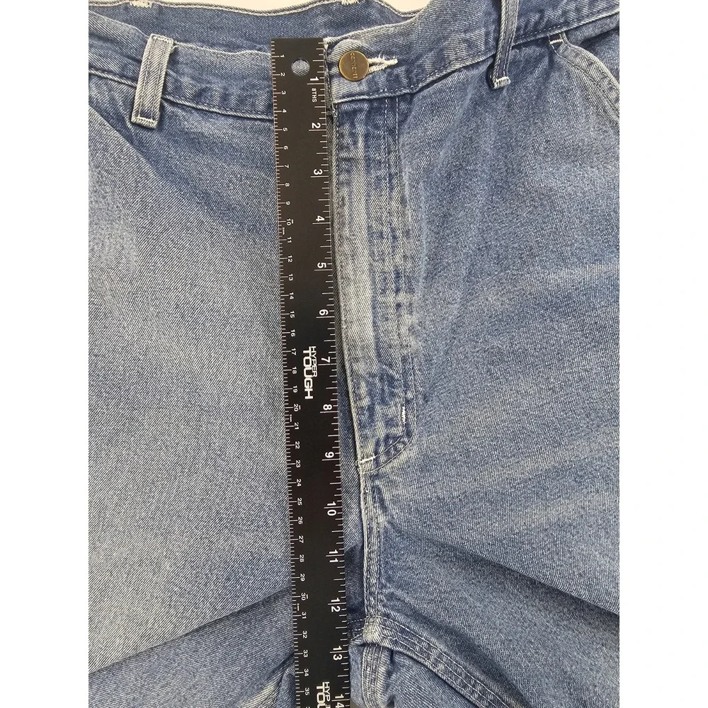 Carhartt Carpenter Utility Pants Mens 38x30 Denim Blue Jeans Distressed B13-DST